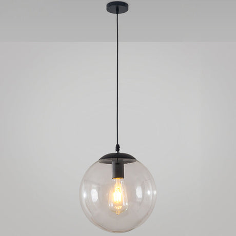 Minimalist 1-Light Pendant Light Bubble Transparent Glass Ball Shade With 39 Hanging Wire Black / 12