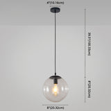 Minimalist 1-Light Pendant Light Bubble Transparent Glass Ball Shade With 39 Hanging Wire