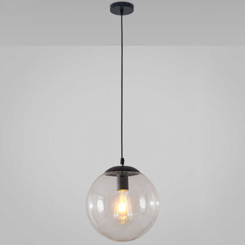 Minimalist 1-Light Pendant Light Bubble Transparent Glass Ball Shade With 39 Hanging Wire Black / 10