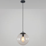 Minimalist 1-Light Pendant Light Bubble Transparent Glass Ball Shade With 39 Hanging Wire Black / 8