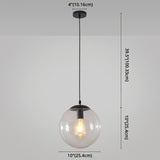 Minimalist 1-Light Pendant Light Bubble Transparent Glass Ball Shade With 39 Hanging Wire