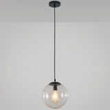 Minimalist 1-Light Pendant Light Bubble Transparent Glass Ball Shade With 39 Hanging Wire Black / 6