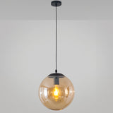 Minimalist 1-Light Pendant Light Bubble Transparent Glass Ball Shade With 39 Hanging Wire Amber / 12