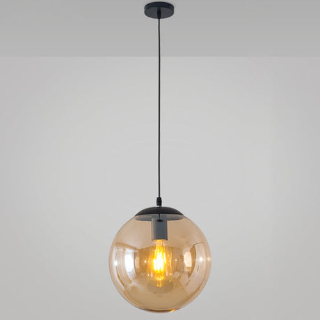 Minimalist 1-Light Pendant Light Bubble Transparent Glass Ball Shade With 39 Hanging Wire Amber / 12