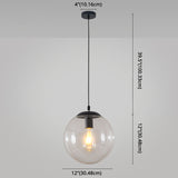 Minimalist 1-Light Pendant Light Bubble Transparent Glass Ball Shade With 39 Hanging Wire