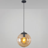Minimalist 1-Light Pendant Light Bubble Transparent Glass Ball Shade With 39 Hanging Wire Amber / 10
