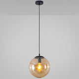 Minimalist 1-Light Pendant Light Bubble Transparent Glass Ball Shade With 39 Hanging Wire Amber / 8