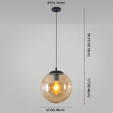 Minimalist 1-Light Pendant Light Bubble Transparent Glass Ball Shade With 39 Hanging Wire