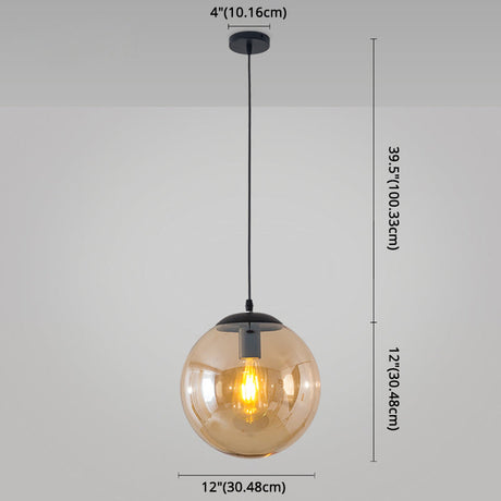 Minimalist 1-Light Pendant Light Bubble Transparent Glass Ball Shade With 39 Hanging Wire