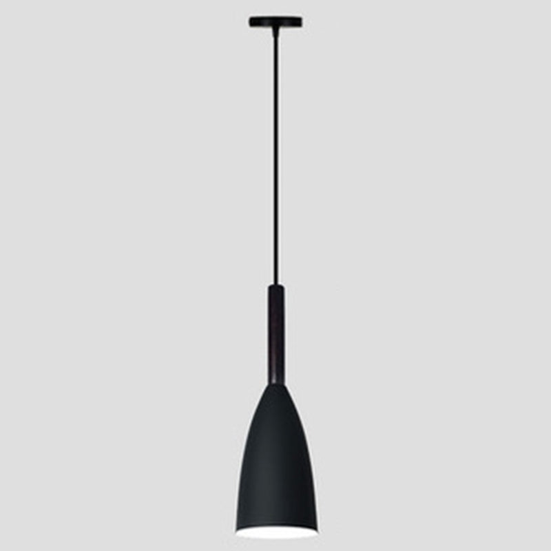 Macaroon Metal Goblet Pendant Lamp For Dining Room - Single Light Downlighting Fixture Black