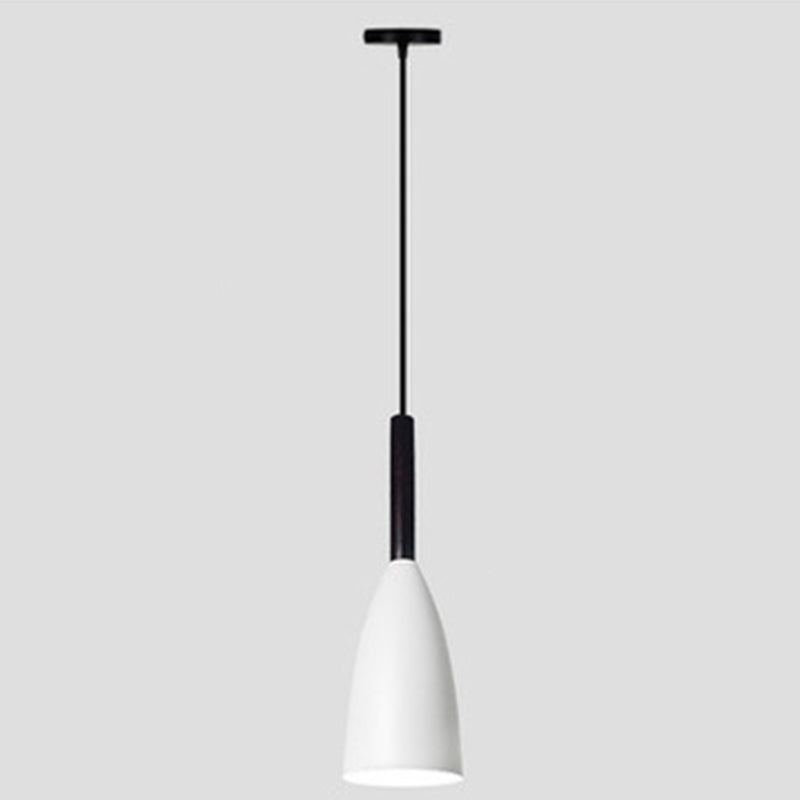 Macaroon Metal Goblet Pendant Lamp For Dining Room - Single Light Downlighting Fixture White
