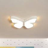 Butterfly Led Flush Mount Lamp In Warm/White Light 19.5/23.5 Width - White/Pink/Blue Cartoon Acrylic