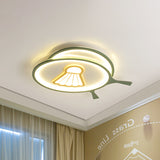 Childrens Badminton Pattern Led Ceiling Light - Green Flush Mount