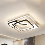 Modern Led Flush Mount Lamp: Black/White Metal Ceiling Light 16/19.5/35.5 W