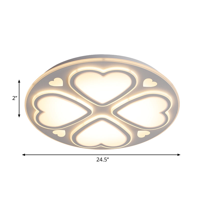 Contemporary Metal And Acrylic Clover Flush Mount Lighting - White Ceiling Lamp (16.5’/20.5’/24.5’)