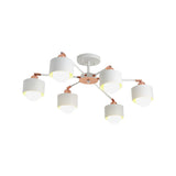 Nordic Style Metal Semi Flush Ceiling Light (3/6/8 Lights) - Black/White