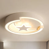 Contemporary Star Metal Led Flushmount Ceiling Light In White - 16/19.5 Diameter
