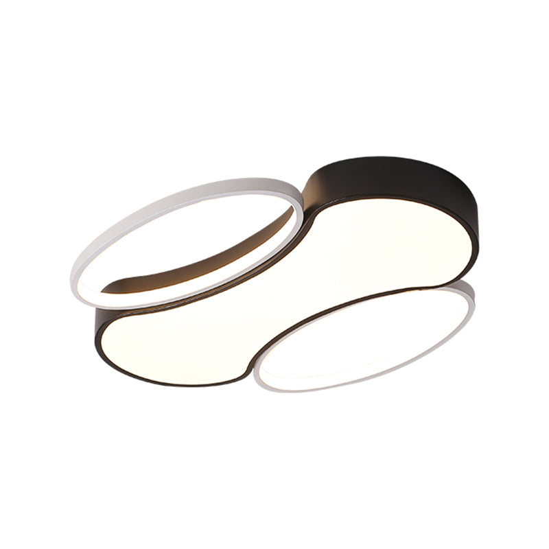 Modern Metal Black And White Led Flush Mount Ceiling Light - 19.5/25.5 Width