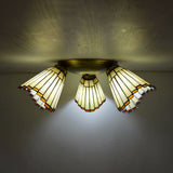 Retro Style Stained Glass Geometric Ceiling Light With Prismatic/Swallow-Tail/House/Dome/Bell Shape