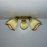 Retro Style Stained Glass Geometric Ceiling Light With Prismatic/Swallow-Tail/House/Dome/Bell Shape