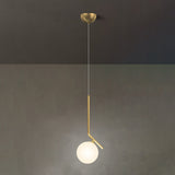 Mid-Century Opal Frosted Glass Globe Pendant Light Elegant 1-Light Hanging Lamp