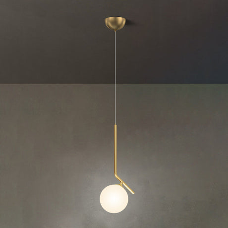 Mid-Century Opal Frosted Glass Globe Pendant Light Elegant 1-Light Hanging Lamp