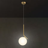 Mid-Century Opal Frosted Glass Globe Pendant Light Elegant 1-Light Hanging Lamp