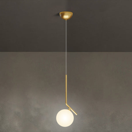 Mid-Century Opal Frosted Glass Globe Pendant Light Elegant 1-Light Hanging Lamp