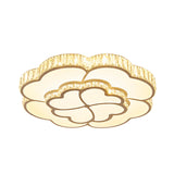 Modern Petal Crystal Led Flush Ceiling Light In White - 19.5/23.5/31.5 For Bedroom