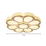 Modern Petal Crystal Led Flush Ceiling Light In White - 19.5/23.5/31.5 For Bedroom