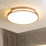Led Bedroom Ceiling Light Fixture - Gold Flush Mount With Crystal Drum Shade (18/21.5) Warm/3 Color