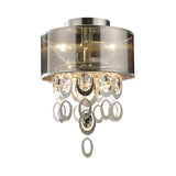 Vintage Silver Flush Mount Ceiling Light With Draping Ring - 2-Bulb Circular Fixture