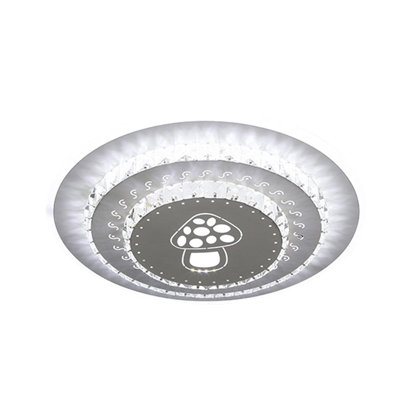 Modern Crystal Ceiling Mount Led Light Fixture For Bedroom - White Loving Heart/Square/Rose Design