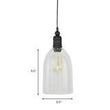 Modern Clear Glass Dome Pendant Light Fixture - Single Head Black Ceiling Lamp