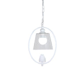 Nordic Metal 1-Head Oval Hanging Lamp Kit With Clear Glass Shade - White/Black Pendant Ceiling Light