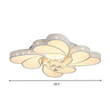 Led Flower-Shaped Flush Light Fixture In White Crystal - 20.5/24.5/28.5 Width Simple Mounting Ideal