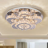 Modern Led Flush Ceiling Light: Floral-Like Crystal Mount In Chrome For Living Room - 23.5/31.5 Wide