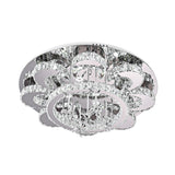 Modern Led Flush Ceiling Light: Floral-Like Crystal Mount In Chrome For Living Room - 23.5/31.5 Wide