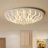 Curved Acrylic Flush Mount Led Ceiling Lamp In White: Simple Modern Design (27/31.5 W Warm/White