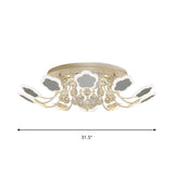 Semi-Mount Petal-Shaped Acrylic Led Ceiling Lamp With Crystal Draping - Black/White 23/27 Width