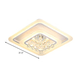Square Crystal Led Flush Ceiling Light - 19.5/23.5/27.5 Sizes Modern White Design Warm/White