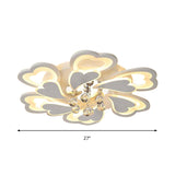 Loving-Heart Led Flush Light In Warm/White - Contemporary Acrylic Design 27/31.5 Wide