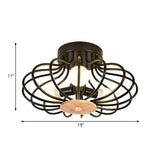Industrial Style Metal Ceiling Light Fixture - Fan Shaped Semi-Flush Mount With 3/5 Heads