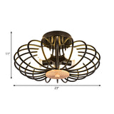 Industrial Style Metal Ceiling Light Fixture - Fan Shaped Semi-Flush Mount With 3/5 Heads