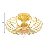Industrial Style Metal Ceiling Light Fixture - Fan Shaped Semi-Flush Mount With 3/5 Heads