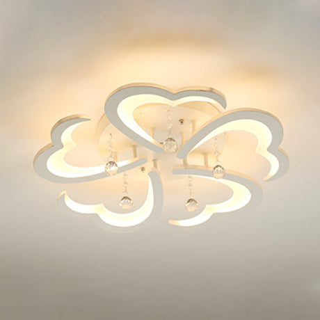 Heart-Shaped Acrylic Flush Mount Light Fixture With 5/15 Lights In Warm/White/3 Color For Living