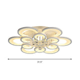 Modern Acrylic Flower Flushmount Lamp With Led Lighting And Crystal Ball
