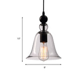 Modern Amber/Clear Glass Bell Pendant Lamp- Dining Room Hanging Light Fixture