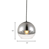 Vintage Silver Globe Pendant Light Fixture With Clear Glass - Bedroom Hanging Lamp 1 Head Available