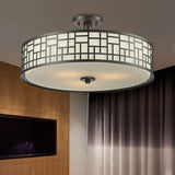 Chinese Style Metallic Semi Flush Mount Lighting Black Circular Design 4/3 Lights 16/19.5/23.5 Dia